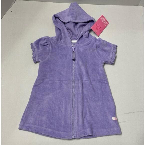 RuffleButts Terry Full-Zip Hoodie Swim Cover Up Size 12/18 M Lavender New - Picture 1 of 7